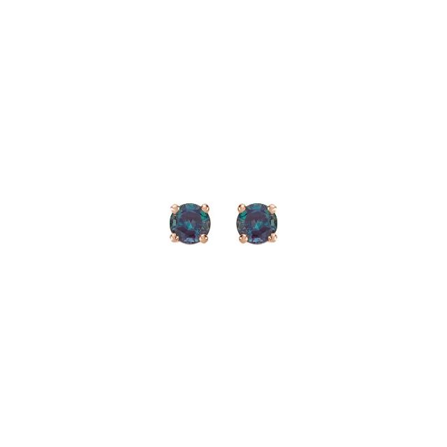 14K Rose Gold Lab-Grown Alexandrite Four-Prong Stud Earrings