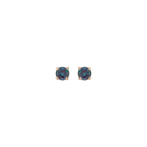 14K Rose Gold Lab-Grown Alexandrite Four-Prong Stud Earrings