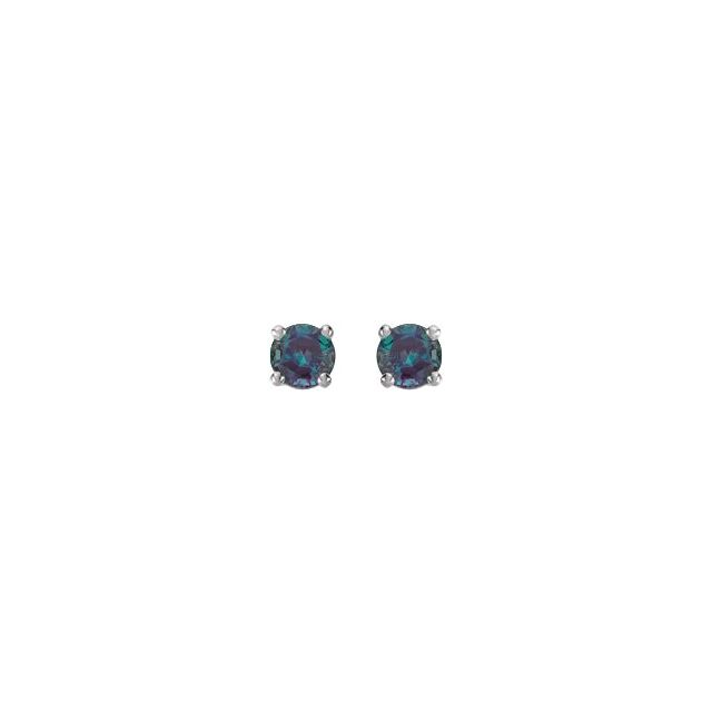 14K White Gold Lab-Grown Alexandrite Four-Prong Stud Earrings