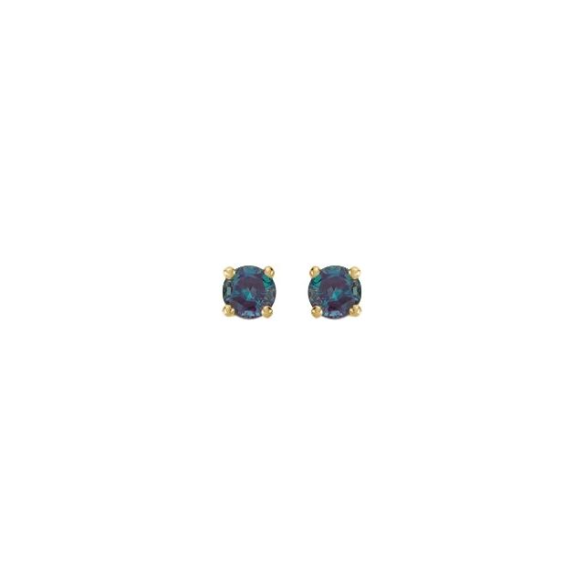 14K Yellow Gold Lab-Grown Alexandrite Four-Prong Stud Earrings
