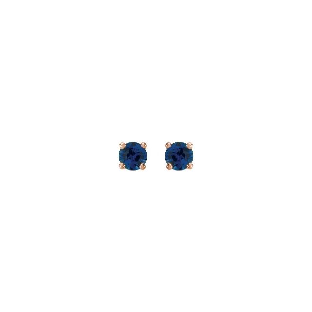 14K Rose Gold Lab-Grown Blue Sapphire Four-Prong Stud Earrings