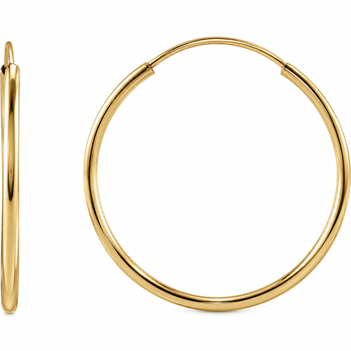 Flexible Endless Tube Hoop Earrings — 14K Yellow Gold — 20 mm — view 1