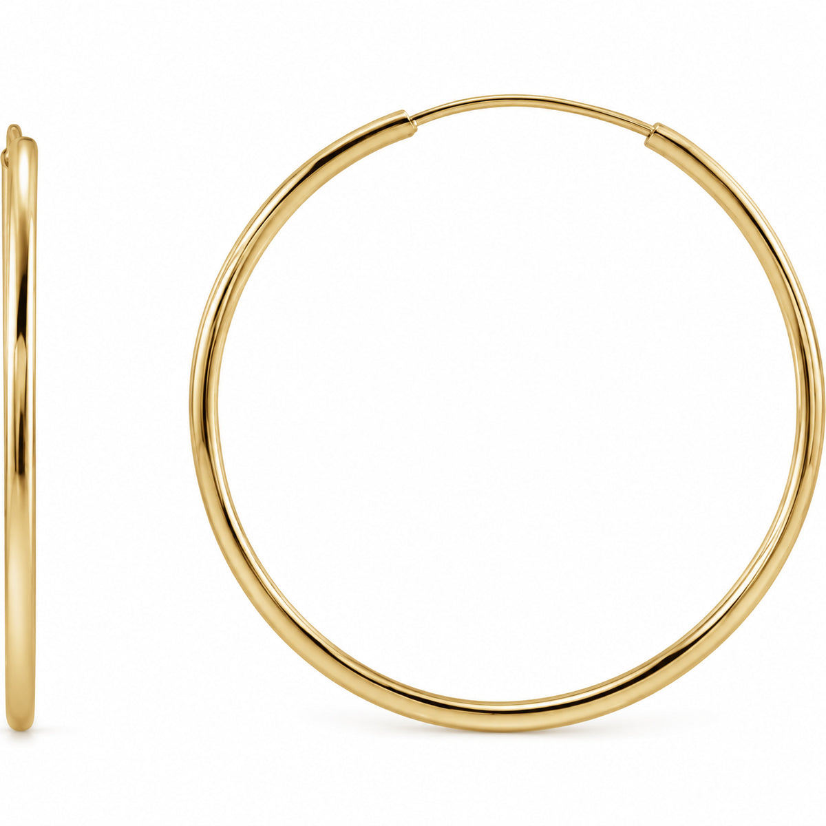 Flexible Endless Tube Hoop Earrings — 14K Yellow Gold — 25 mm — view 1