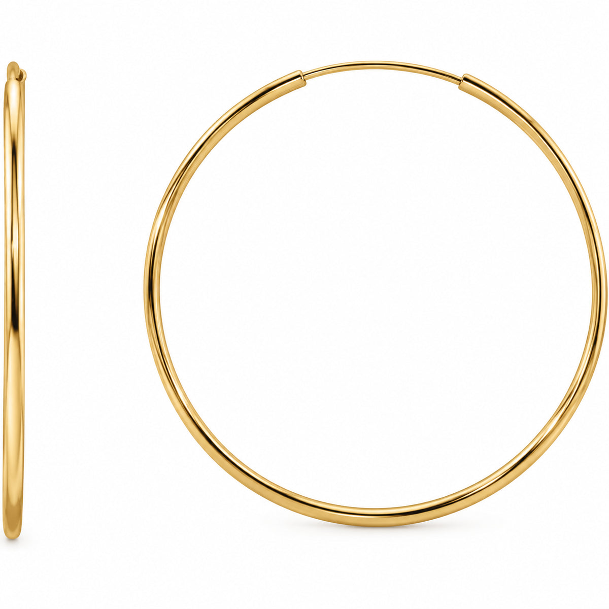 Flexible Endless Tube Hoop Earrings — 14K Yellow Gold — 30 mm — view 1