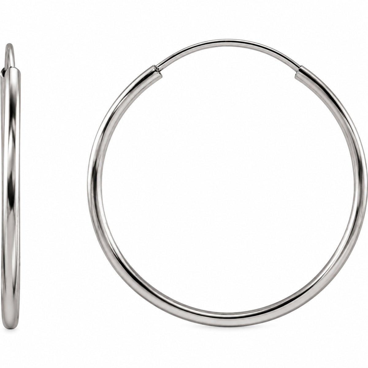 Flexible Endless Tube Hoop Earrings — 14K White Gold — 20 mm — view 1