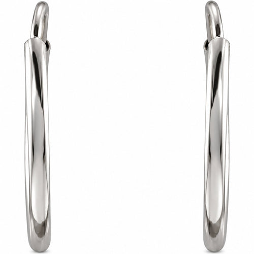 14K Gold 12 mm Flexible Endless Tube Hoop Earrings — 14K White Gold, view 2