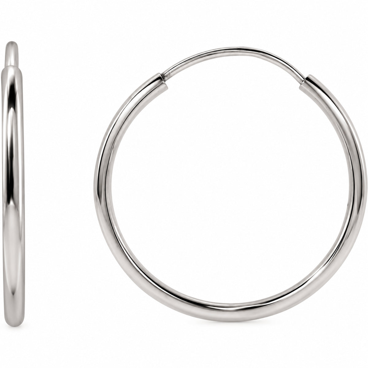 Flexible Endless Tube Hoop Earrings — 14K White Gold — 15 mm — view 1
