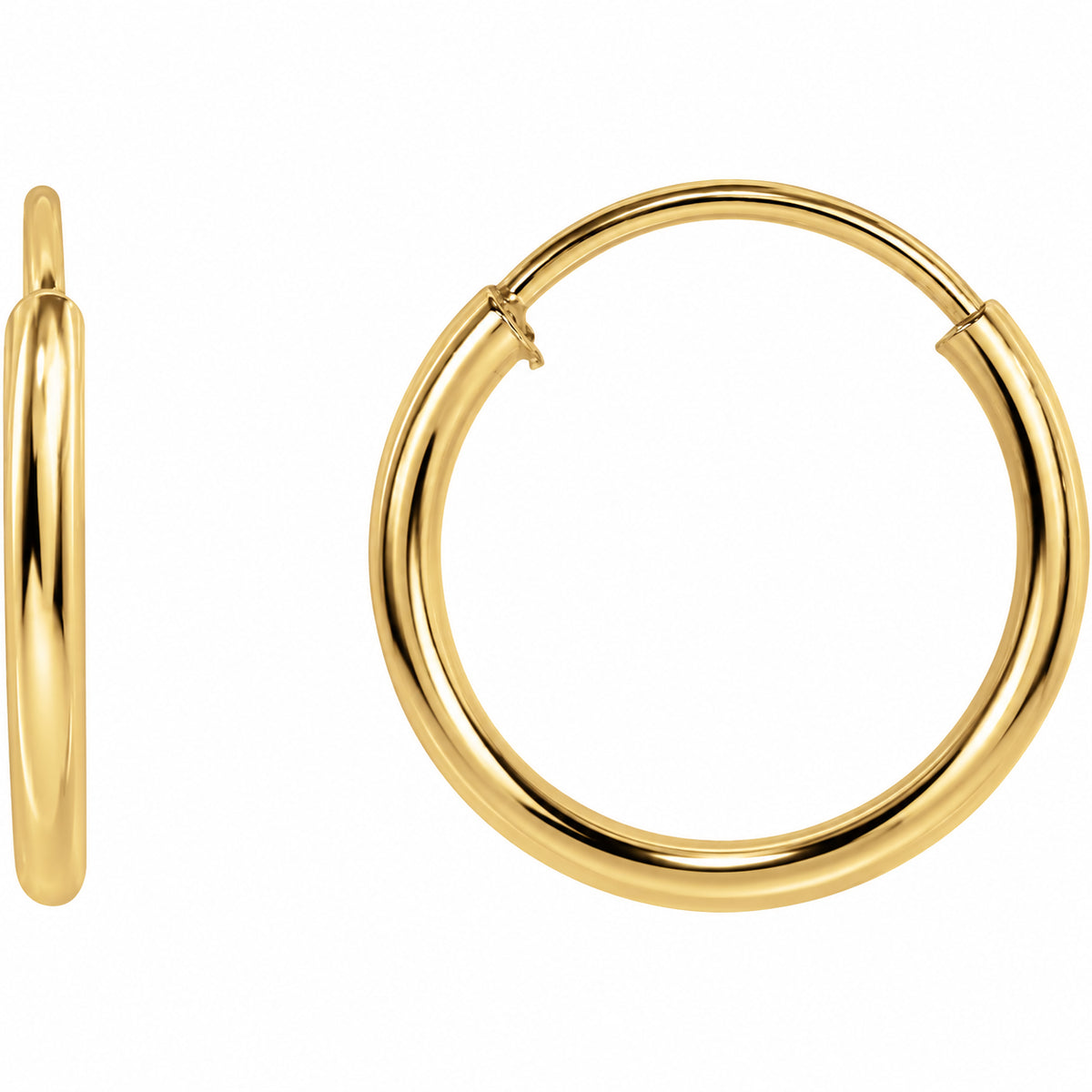 Flexible Endless Tube Hoop Earrings — 14K Yellow Gold — 10 mm — view 1