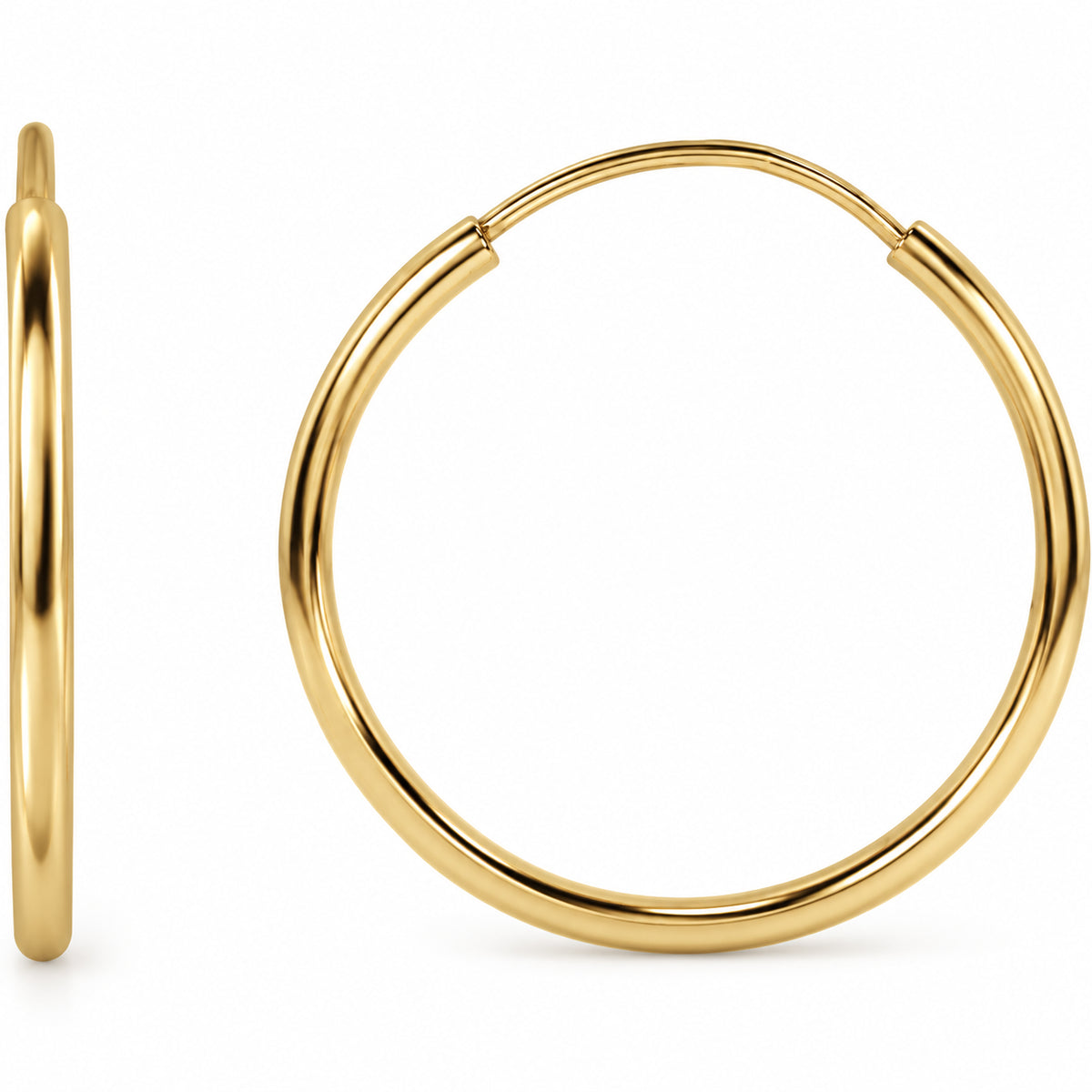 Flexible Endless Tube Hoop Earrings — 14K Yellow Gold — 15 mm — view 1