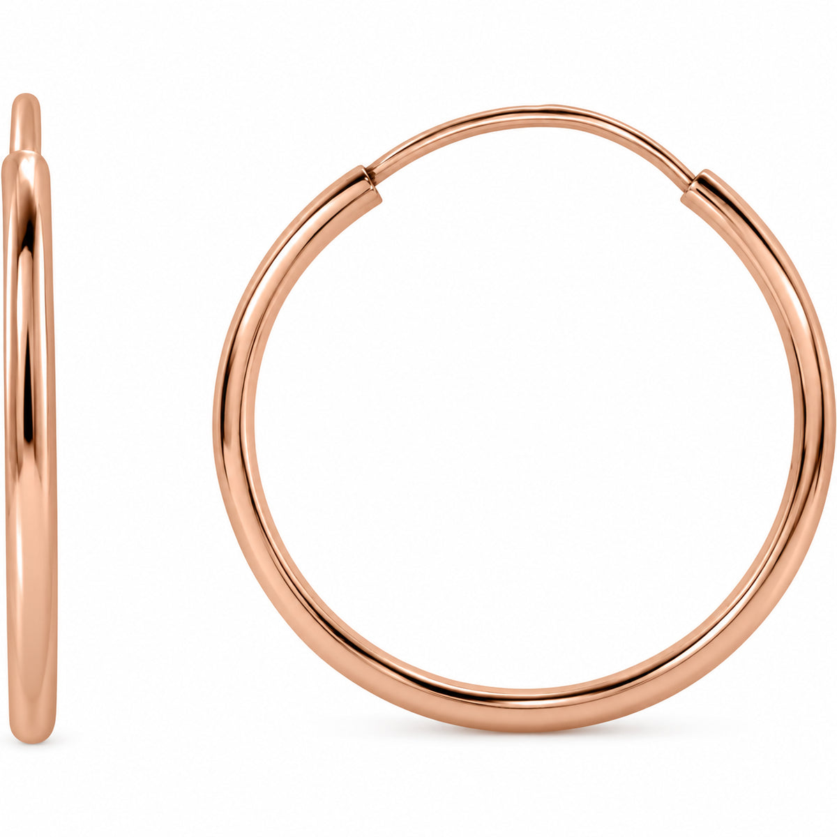 Flexible Endless Tube Hoop Earrings — 14K Rose Gold — 15 mm — view 1