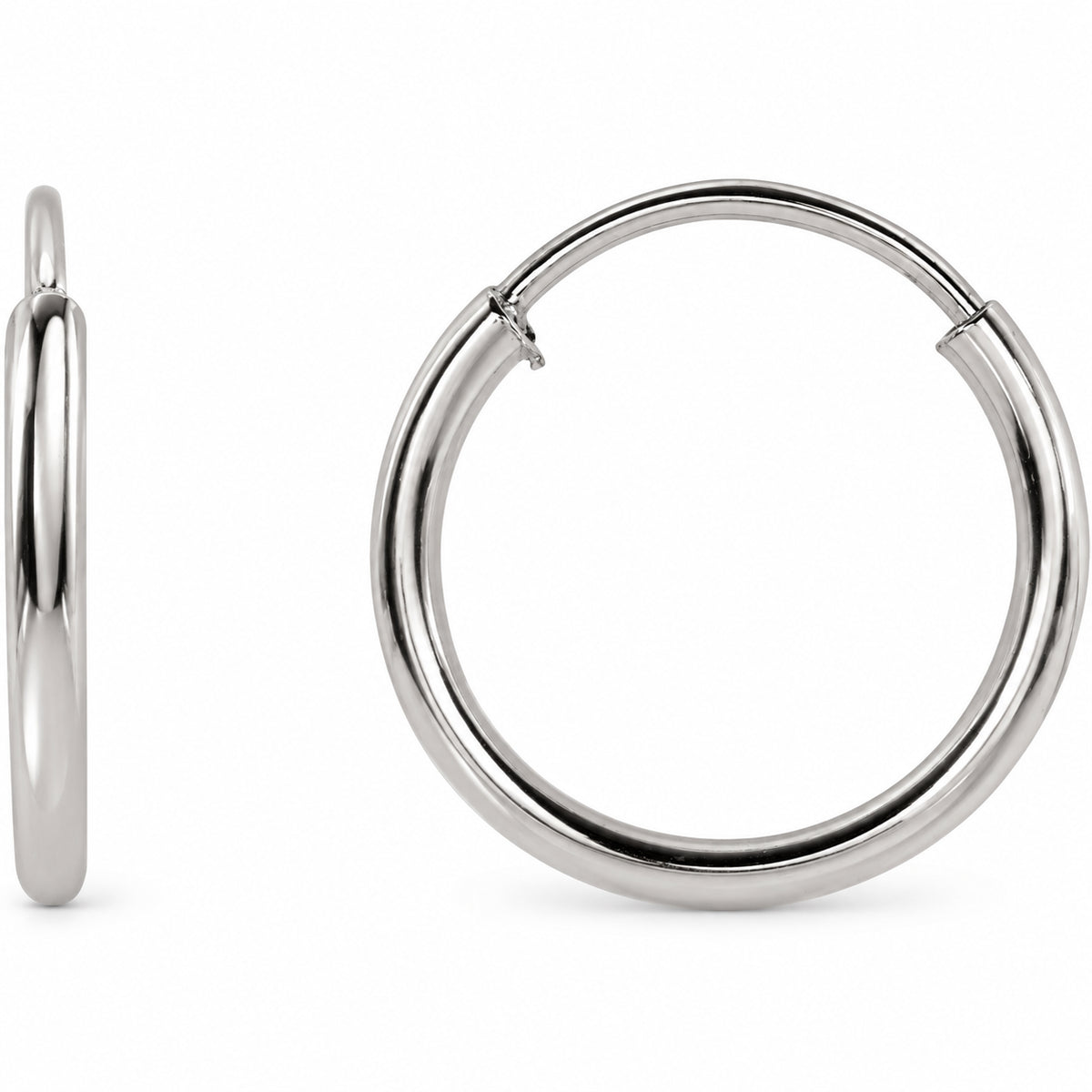 Flexible Endless Tube Hoop Earrings — 14K White Gold — 10 mm — view 1