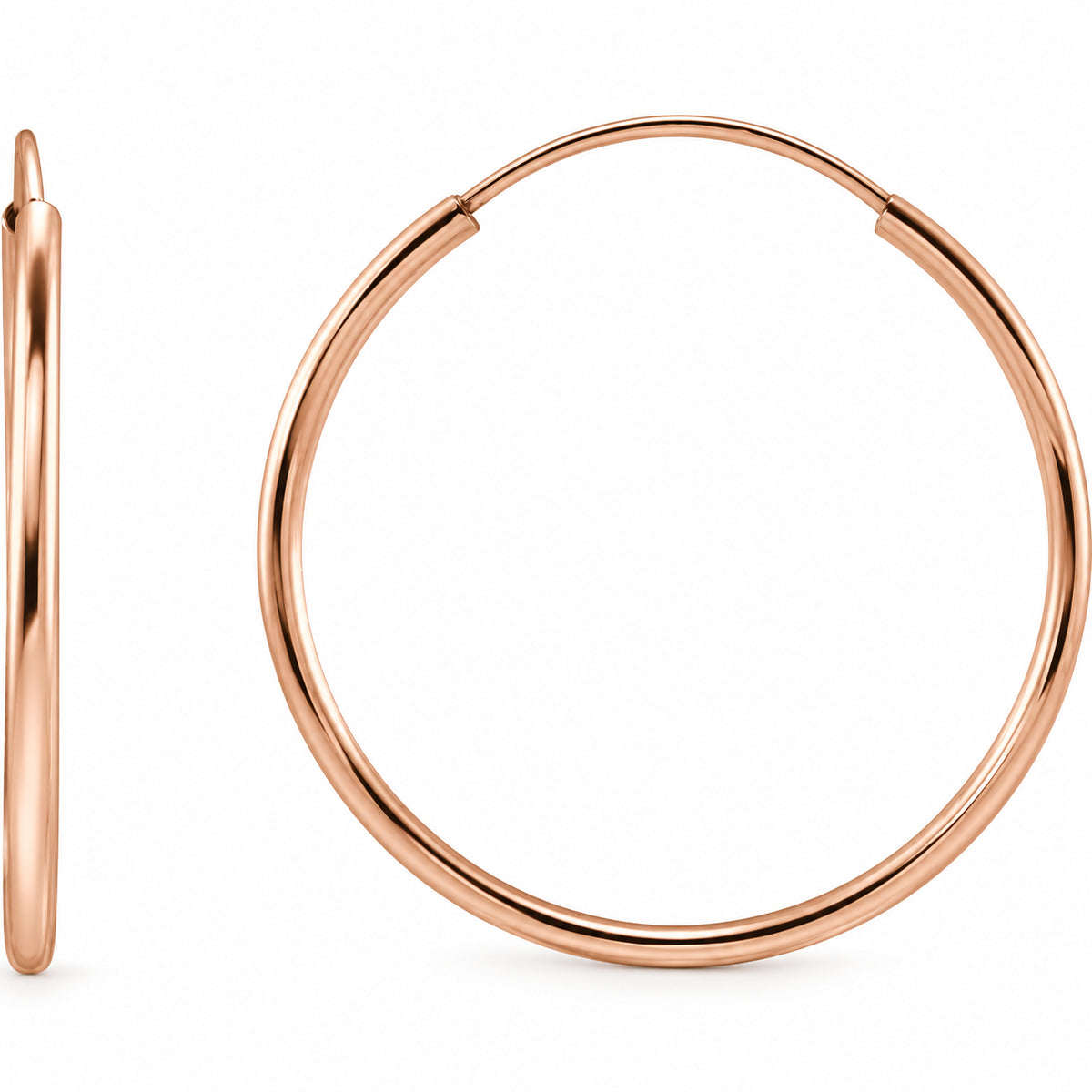 Flexible Endless Tube Hoop Earrings — 14K Rose Gold — 20 mm — view 1