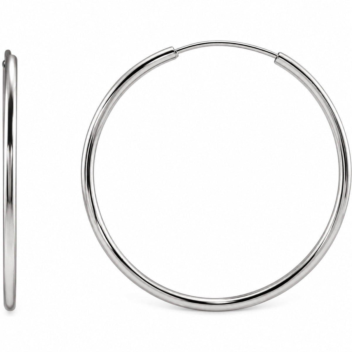 Flexible Endless Tube Hoop Earrings — 14K White Gold — 25 mm — view 1