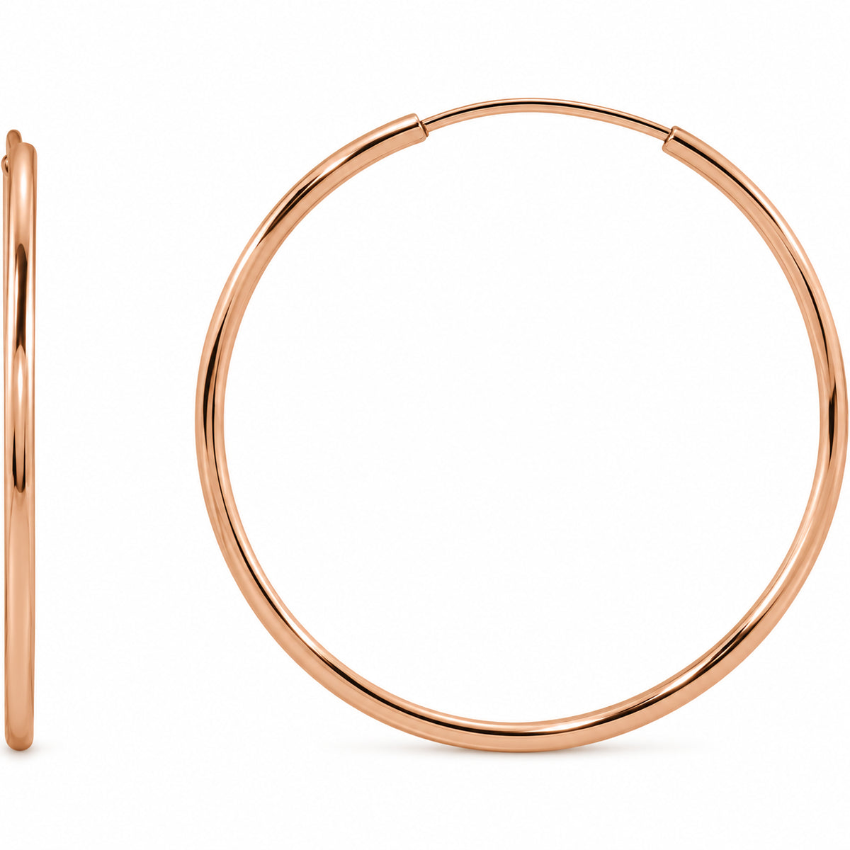 Flexible Endless Tube Hoop Earrings — 14K Rose Gold — 25 mm — view 1