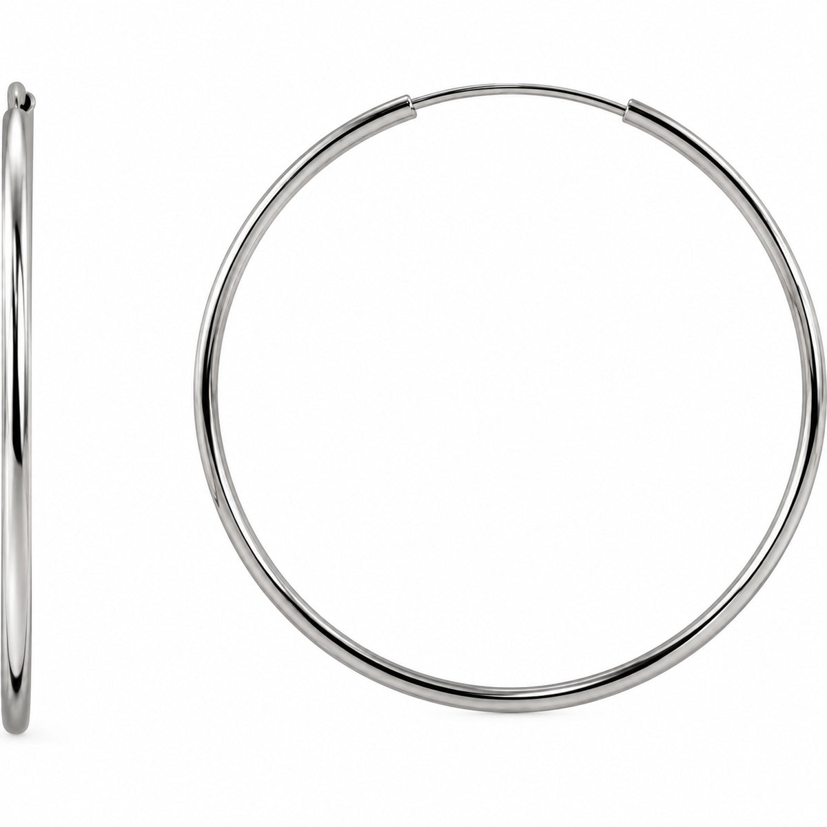 Flexible Endless Tube Hoop Earrings — 14K White Gold — 30 mm — view 1