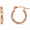 Tube Hoop Earrings — 14K Rose Gold — 13 mm diameter — 2 mm tube — view 1