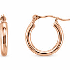 Tube Hoop Earrings — 14K Rose Gold — 13 mm diameter — 2 mm tube — view 1