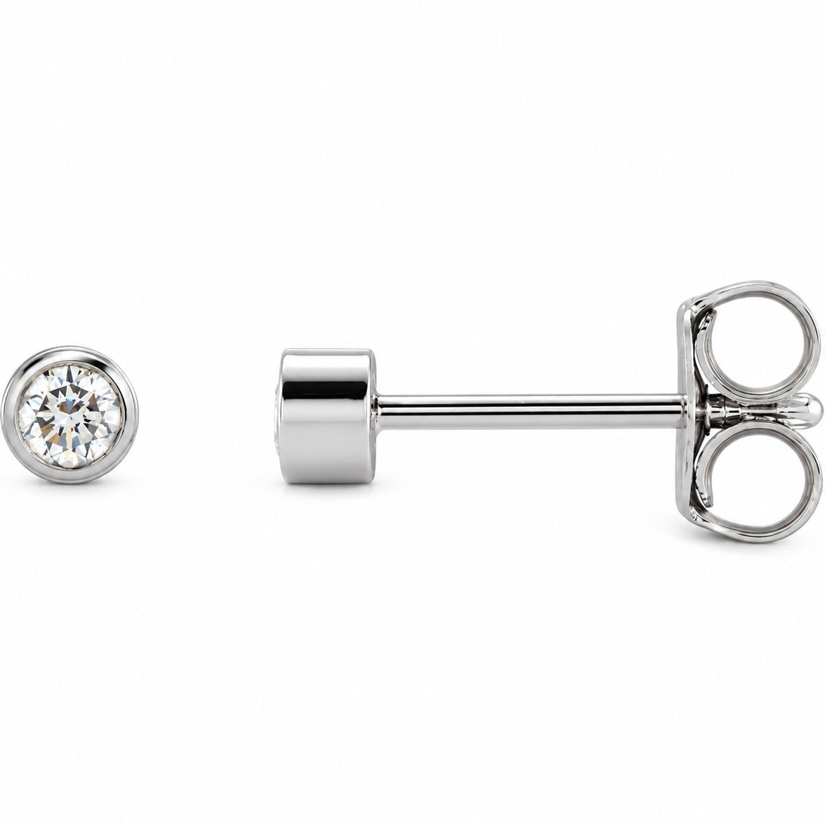 14K Gold 1/10 CTW Lab-Grown Diamond Micro Bezel Stud Earrings — 14K White Gold, view 1