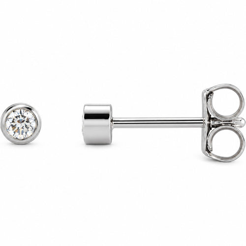 14K Gold 1/10 CTW Lab-Grown Diamond Micro Bezel Stud Earrings — 14K White Gold, view 1