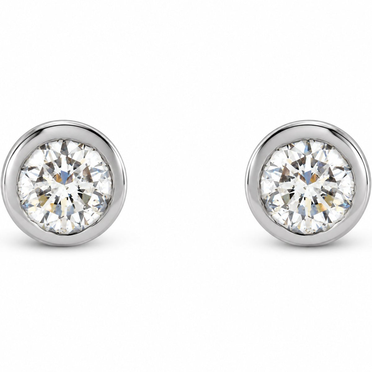 14K Gold 1/10 CTW Lab-Grown Diamond Micro Bezel Stud Earrings — 14K White Gold, view 2
