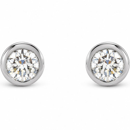 14K Gold 1/10 CTW Lab-Grown Diamond Micro Bezel Stud Earrings — 14K White Gold, view 2