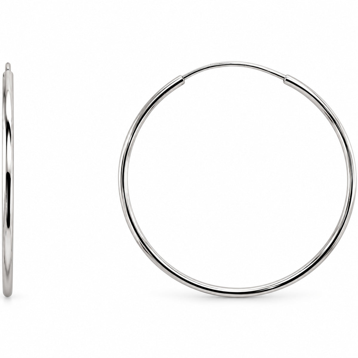 Endless Tube Hoop Earrings — 14K White Gold — 24 mm — view 1