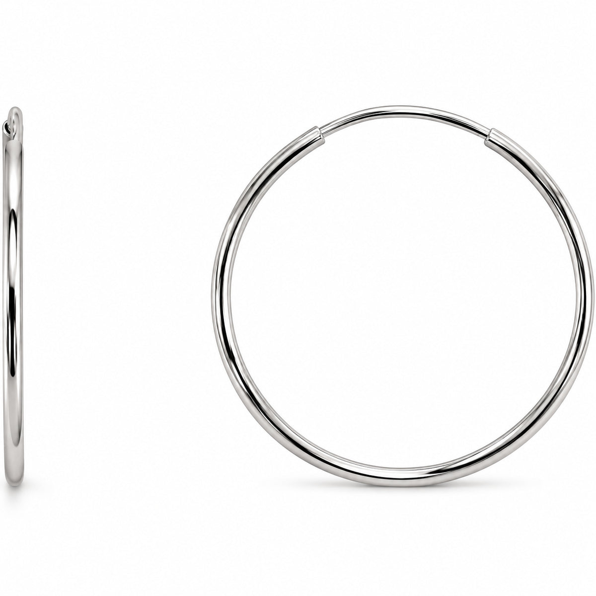 Endless Tube Hoop Earrings — 14K White Gold — 20 mm — view 1
