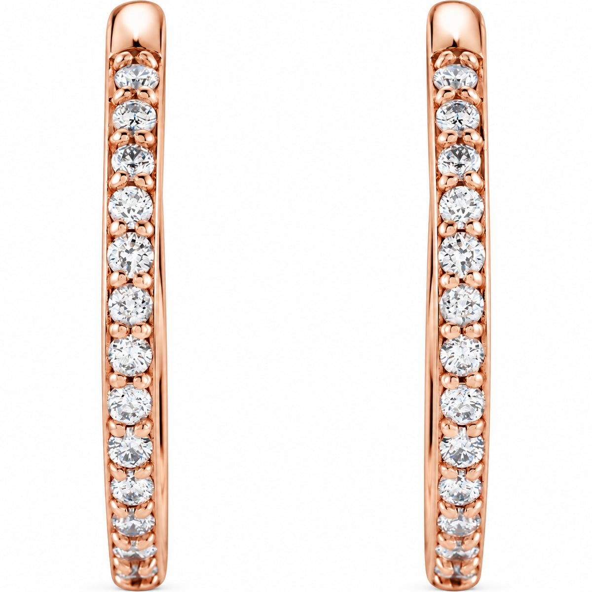 Accented Huggie Earrings — 14K Rose Gold — 18 mm — view 1