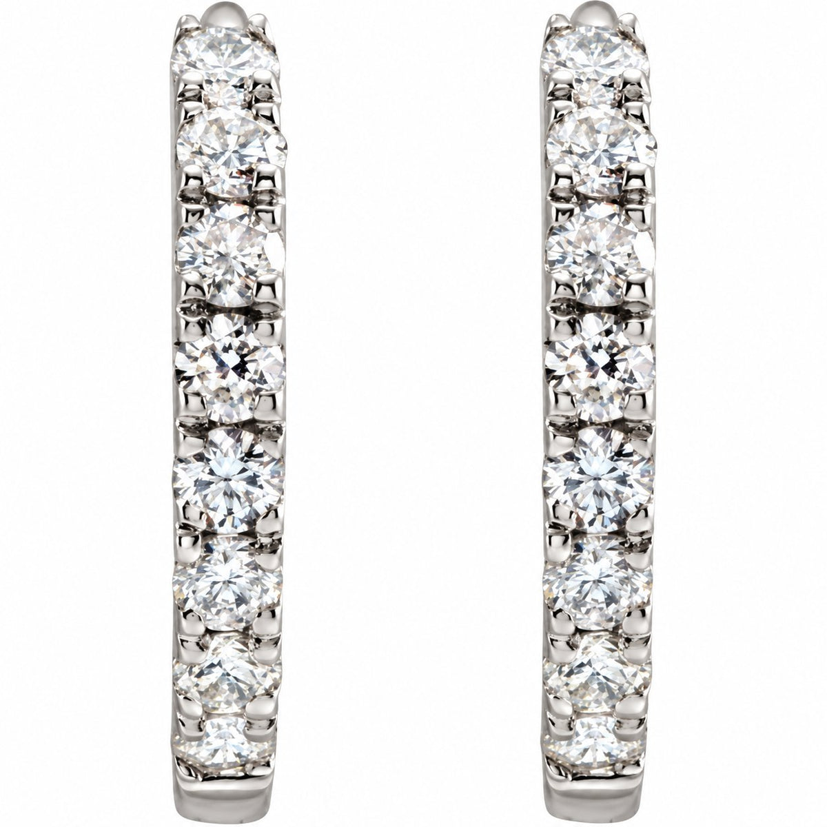 14K Gold 1/5 CTW Lab-Grown Diamond 12 mm Hoop Earrings — 14K White Gold, view 2