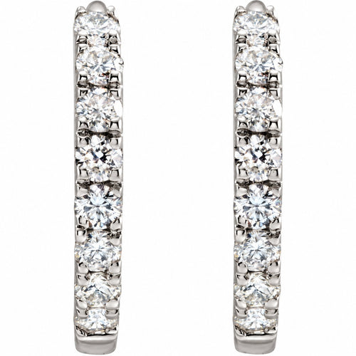 14K Gold 1/5 CTW Lab-Grown Diamond 12 mm Hoop Earrings — 14K White Gold, view 2