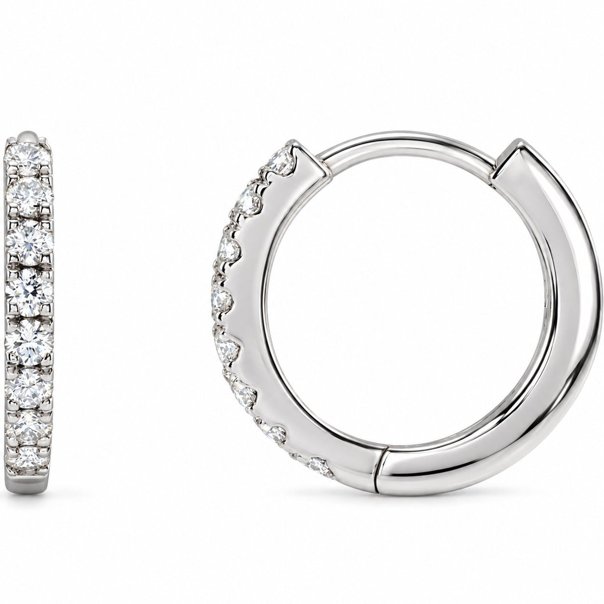 14K Gold 1/5 CTW Lab-Grown Diamond 12 mm Hoop Earrings — 14K White Gold, view 1