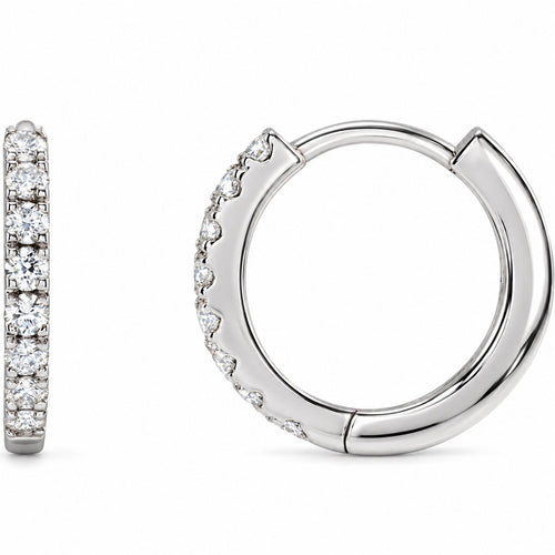 14K Gold 1/5 CTW Lab-Grown Diamond 12 mm Hoop Earrings — 14K White Gold, view 1