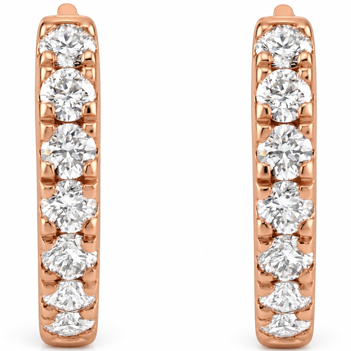 Lab-Grown Diamond Hoop Earrings — 14K Rose Gold — 10 mm — view 2