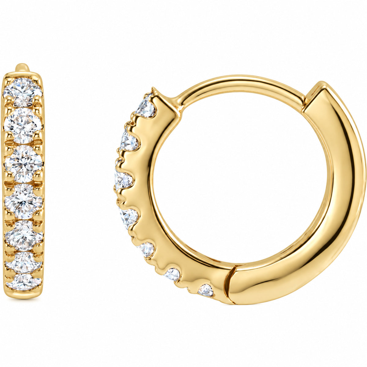 Lab-Grown Diamond Hoop Earrings — 14K Yellow Gold — 10 mm — view 1