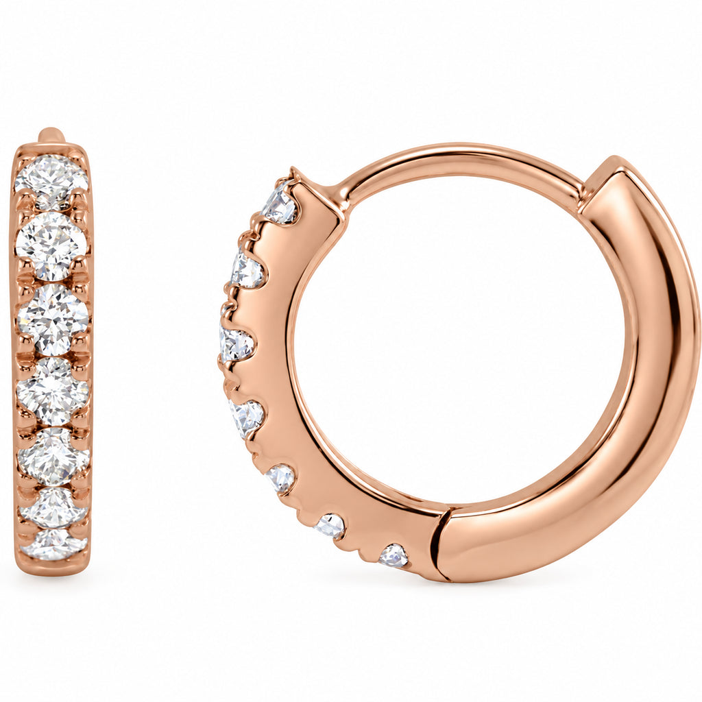 Lab-Grown Diamond Hoop Earrings — 14K Rose Gold — 10 mm — view 1