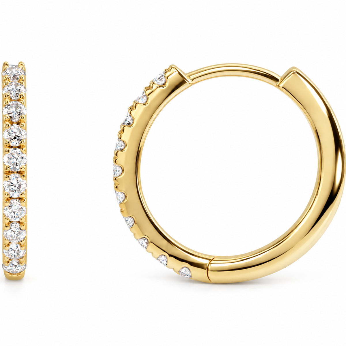 Lab-Grown Diamond Hoop Earrings — 14K Yellow Gold — 14 mm — view 1