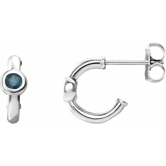 14K White Gold Lab-Grown Alexandrite Bezel Huggie Earrings