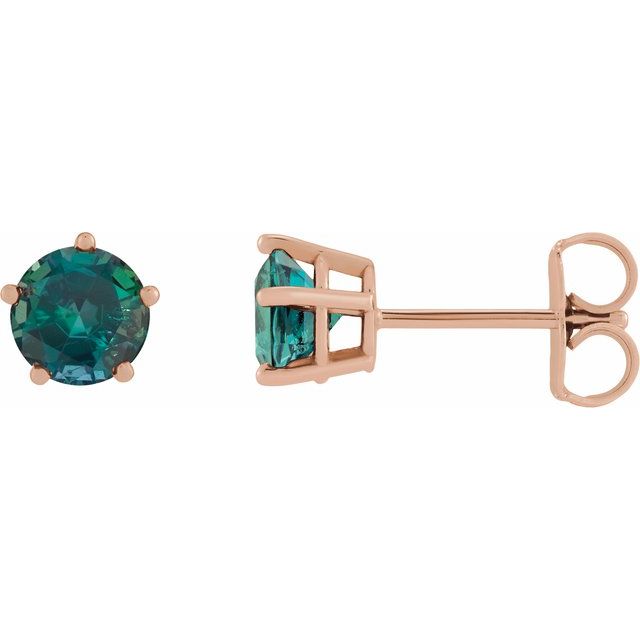 14K Rose Gold Lab-Grown Alexandrite Solitaire Stud Earrings