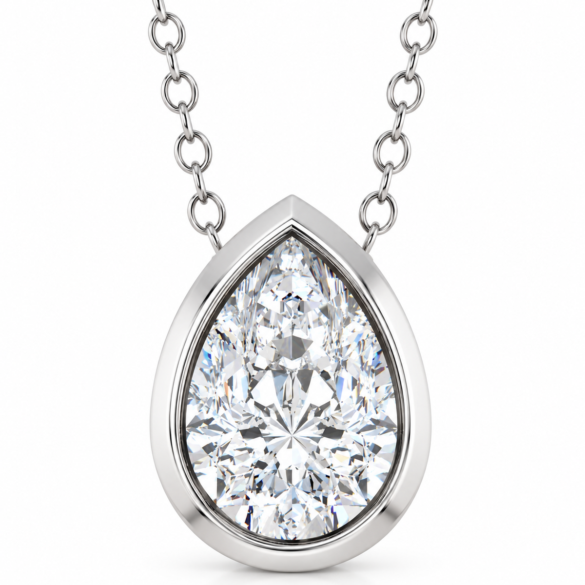 89059:LG133:P | studio | Pear lab-grown diamond bezel necklace