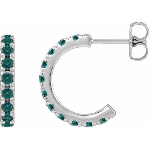 14K White Gold Lab-Grown Alexandrite French-Set Hoop Earrings