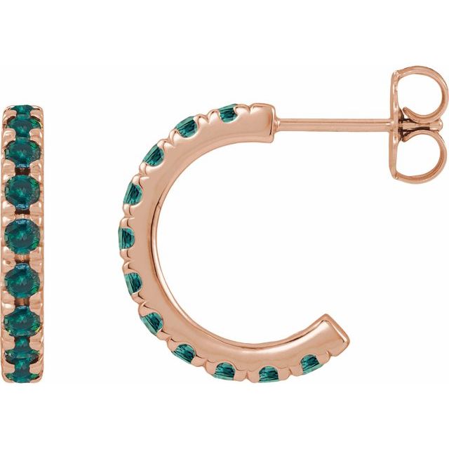 14K Rose Gold Lab-Grown Alexandrite French-Set Hoop Earrings