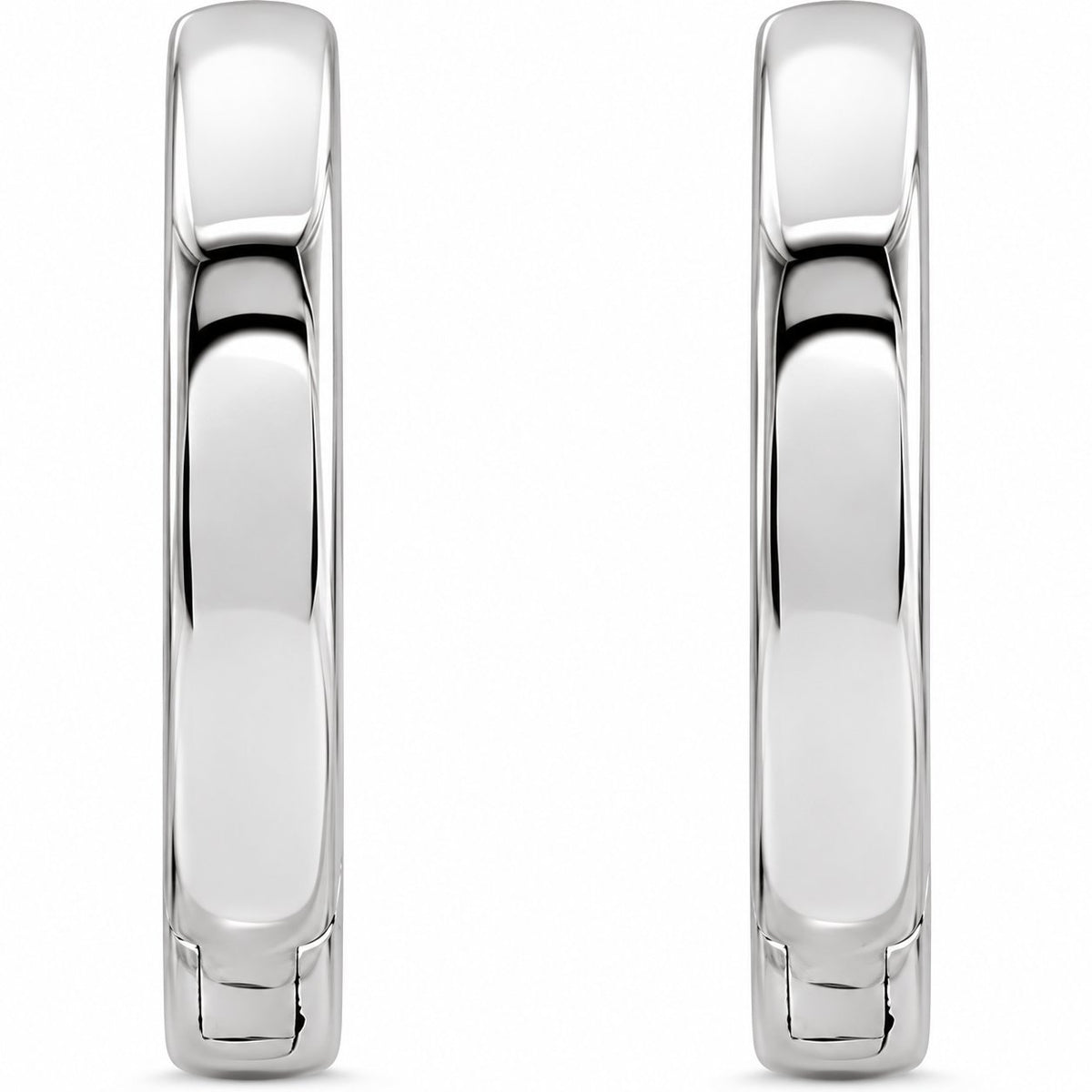 14K Gold 14 mm Hinged Hoop Earrings — 2.25 mm Width — 14K White Gold, view 2