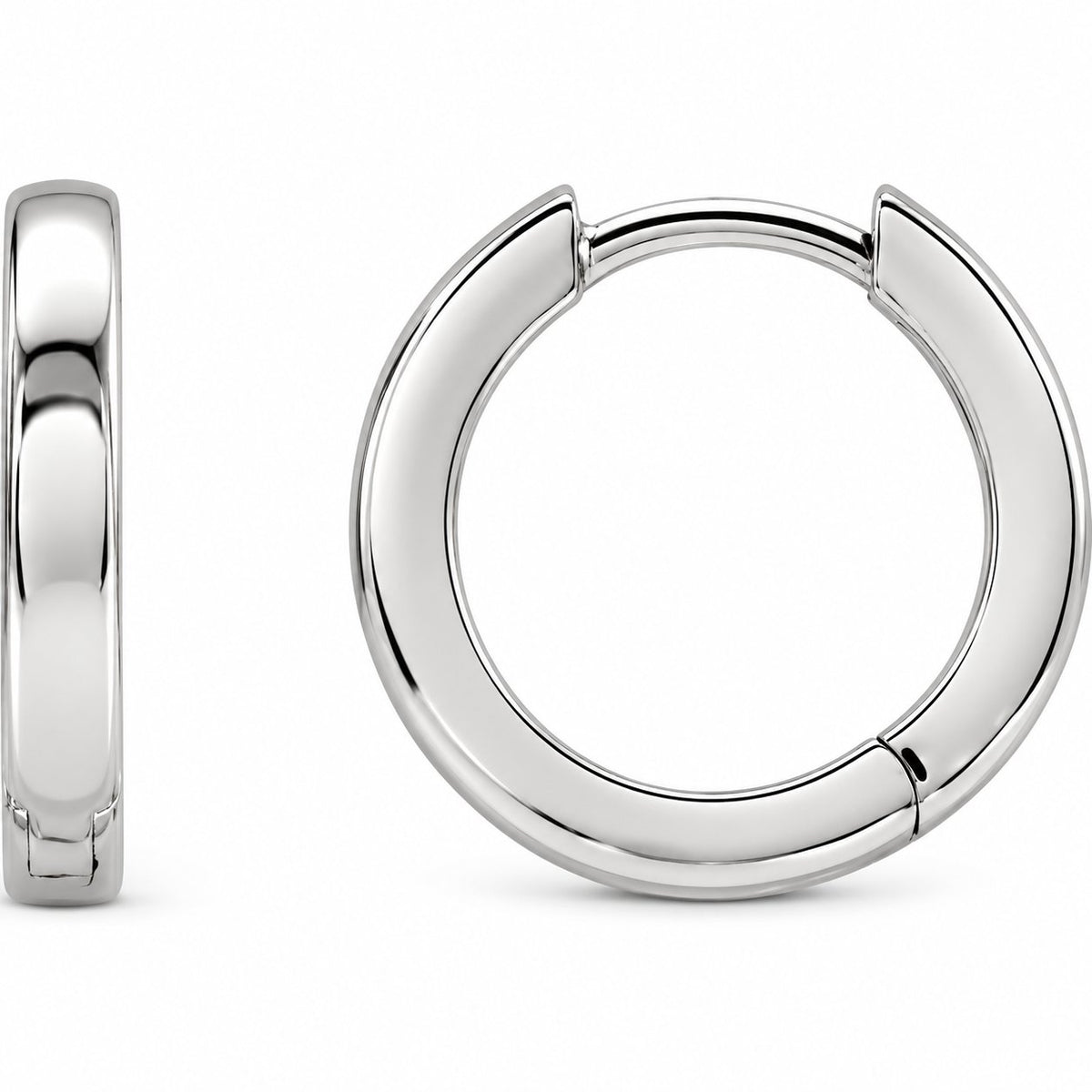14K Gold 14 mm Hinged Hoop Earrings — 2.25 mm Width — 14K White Gold, view 1