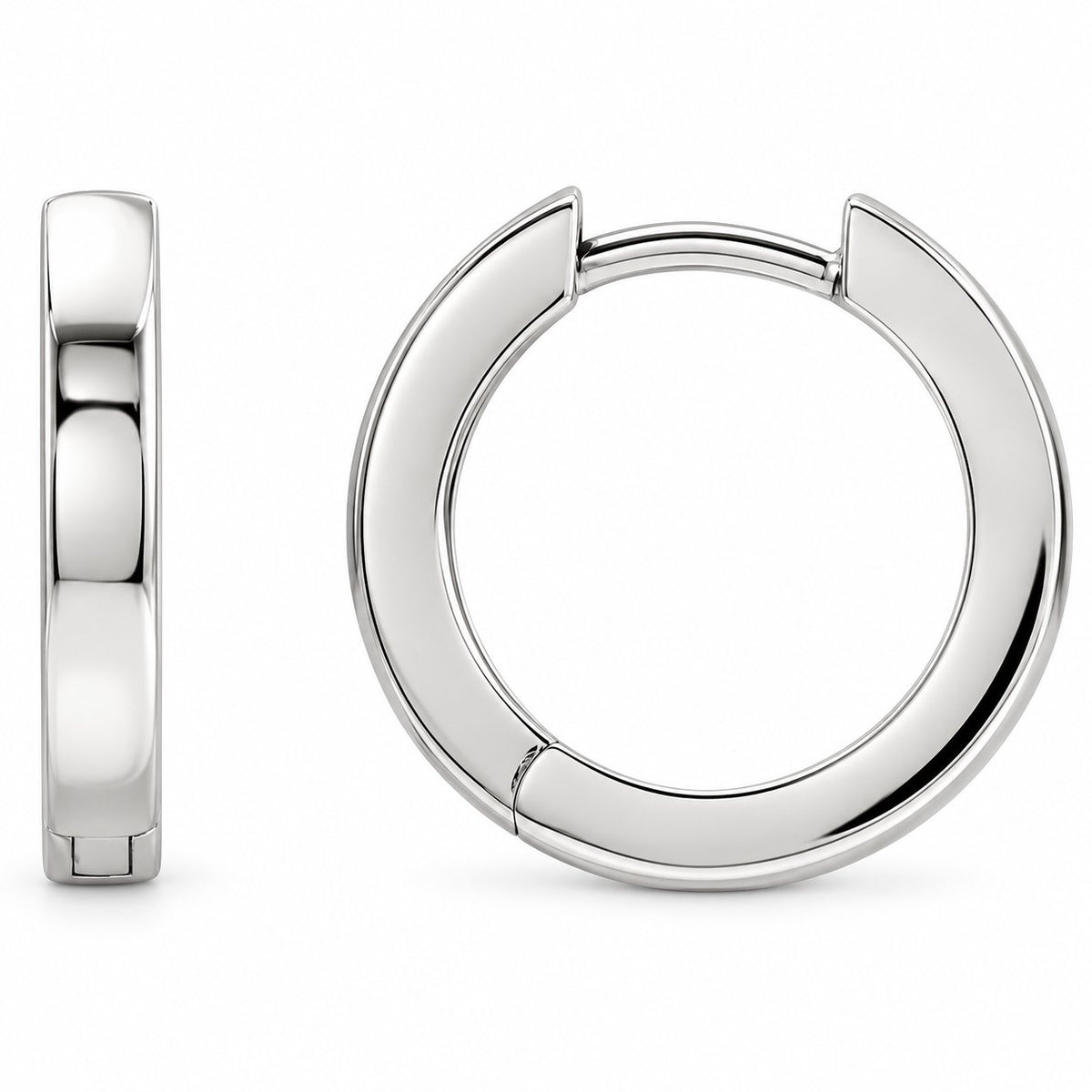 Hinged Hoop Earrings — 14K White Gold — 16 mm — view 1