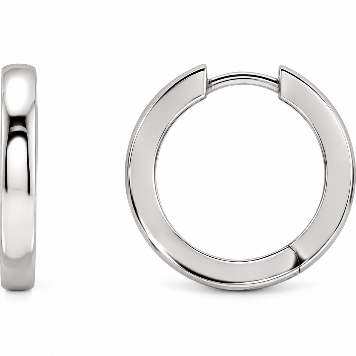 14K White Gold Thin Hinged Hoop Earrings — representative view 1