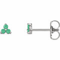 14K Gold Natural Chrysoprase Three-Stone Cluster Earrings — 14K White Gold, view 1