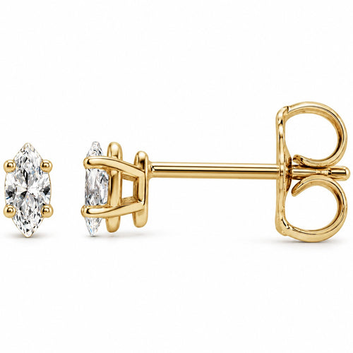 14K Yellow Gold Lab-Grown Diamond Marquise Stud Earrings — representative view 1