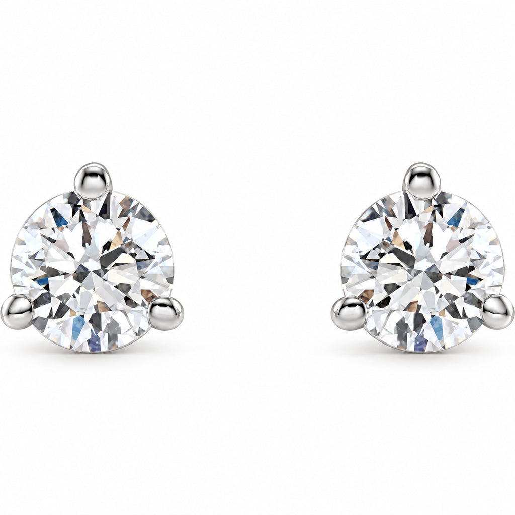 Three-prong lab-grown diamond stud earrings — 14K White Gold — 2.5mm — 1/8 CTW — view 2