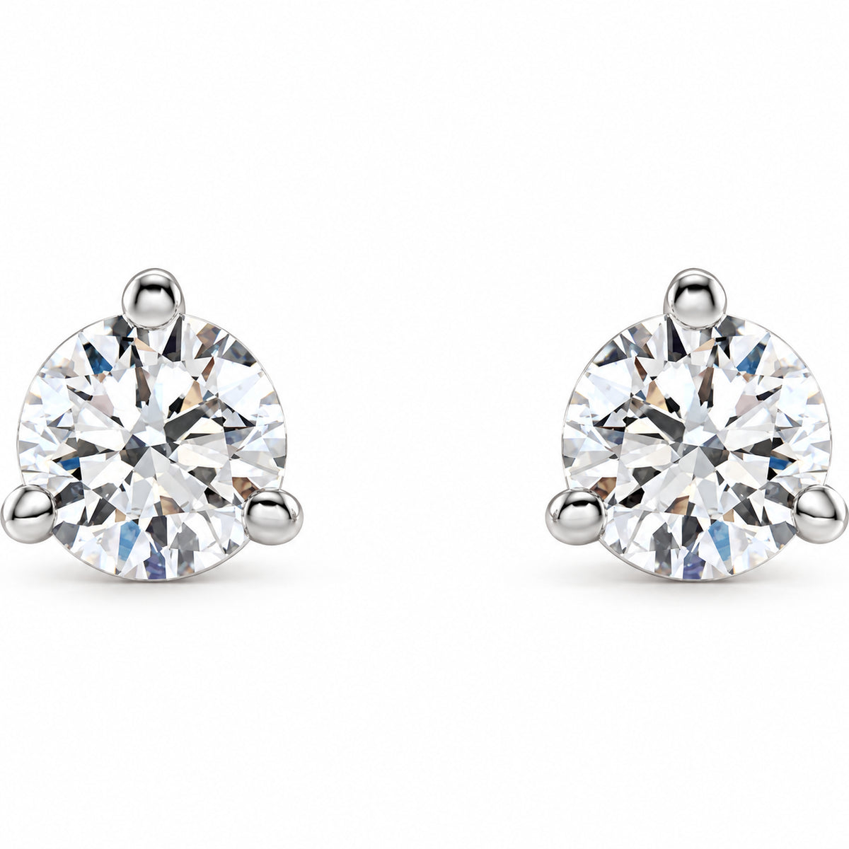Three-prong lab-grown diamond stud earrings — 14K White Gold — 2.5mm — 1/8 CTW — view 2