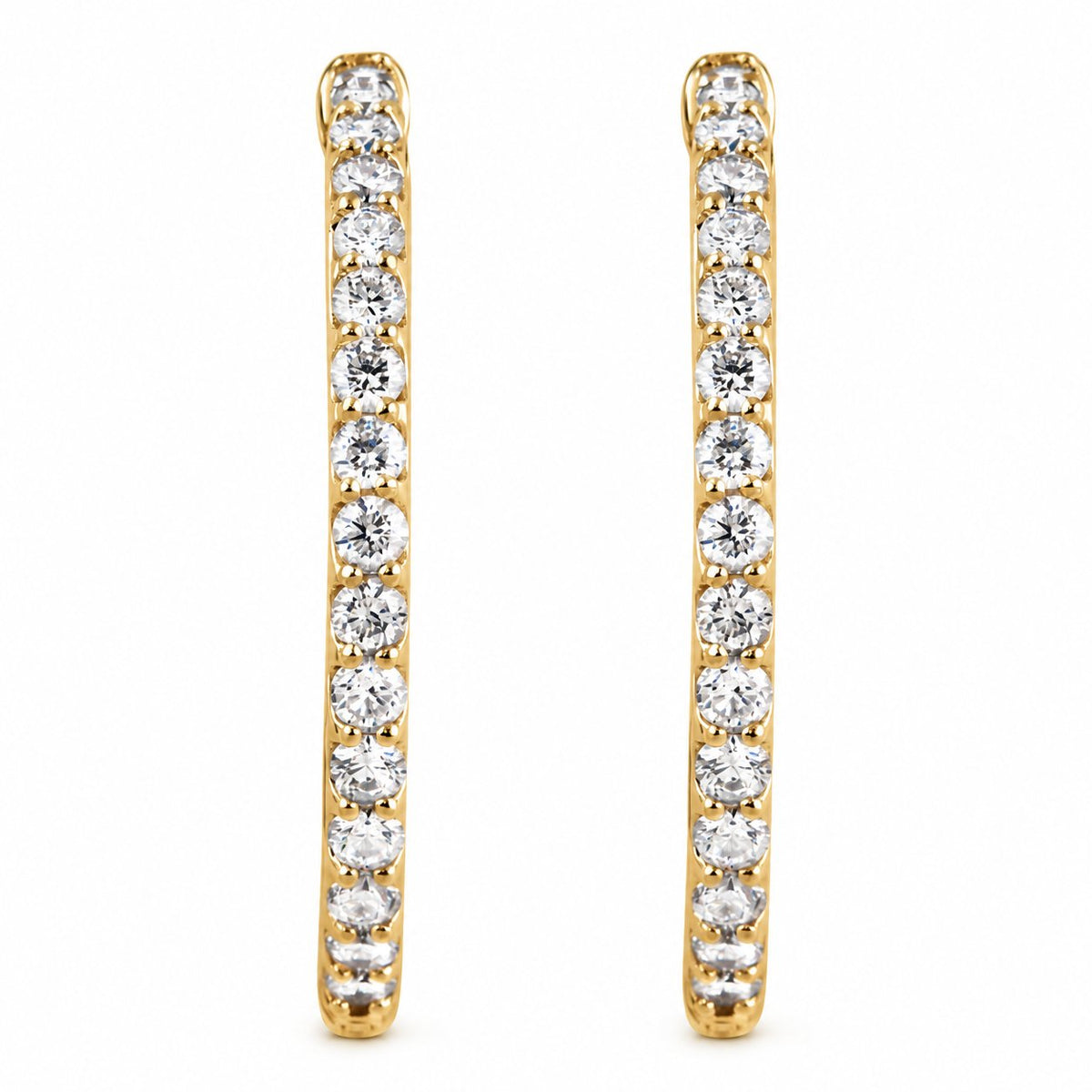 14K Gold 29.5 mm Lab-Grown Diamond Inside-Outside Hoop Earrings — 14K Yellow Gold, view 2